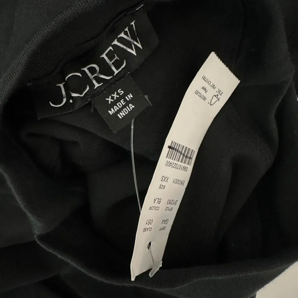 J.Crew Fitted Knit Mockneck Dress Poplin A Line Skirt Black Minimalist XXS NWT